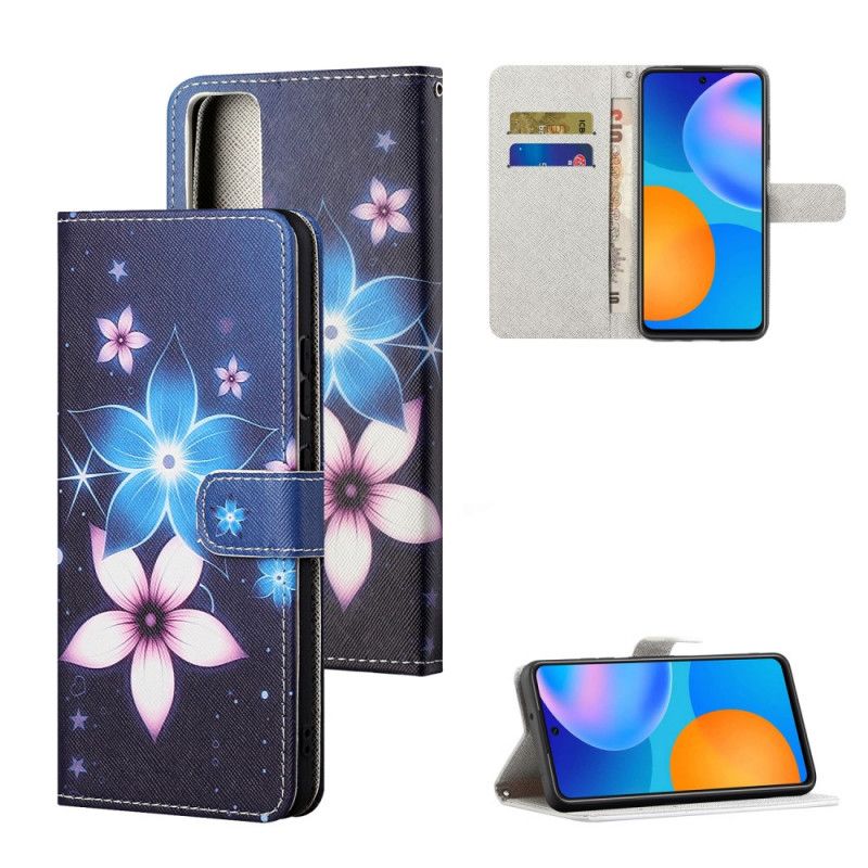 Flip Cover Læder for Honor 10X Lite Måneblomster Med Rem