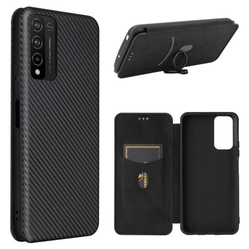 Læder Cover Honor 10X Lite Sort Kulfiber