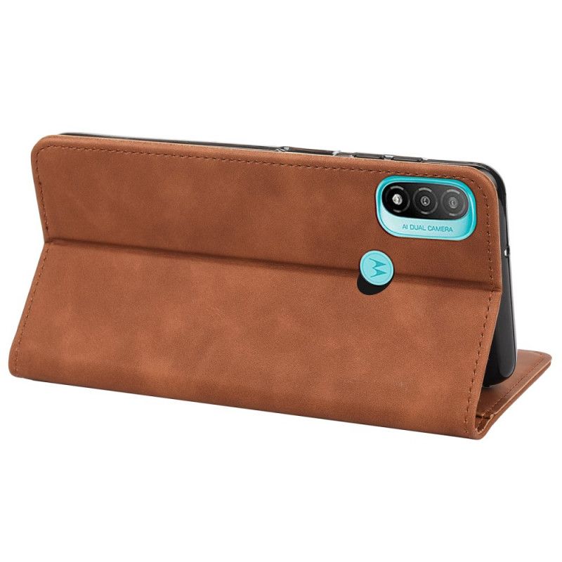 Læder Cover Moto E20 / E30 / E40 Telefon Etui Bicolor Business Lædereffekt