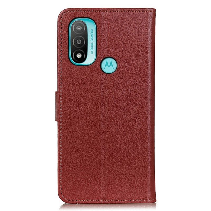 Læder Cover Moto E20 / E30 / E40 Telefon Etui Traditionelt Litchi