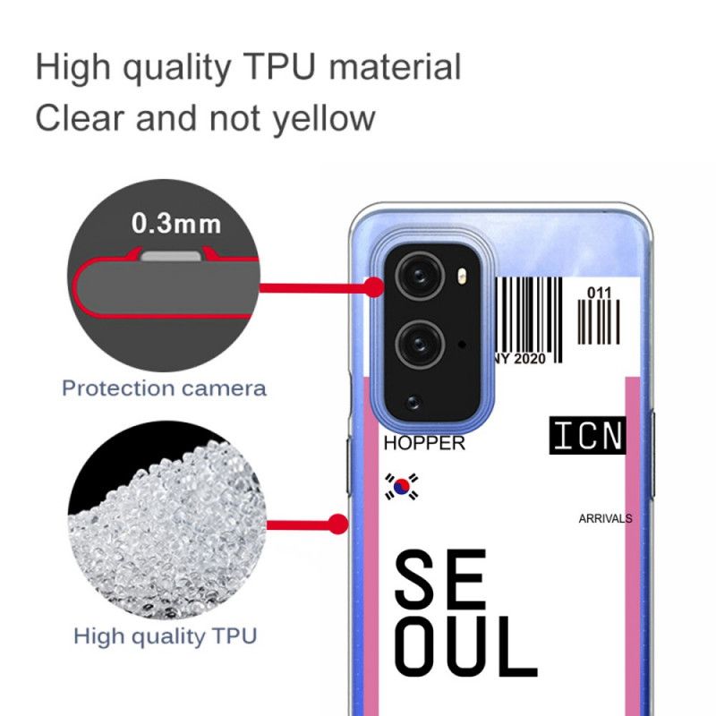 Cover OnePlus 9 Pro Magenta Boardingkort Til Seoul