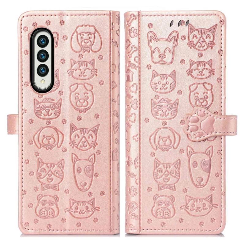 Flip Cover Samsung Galaxy Z Fold 4 Som Hund Og Kat