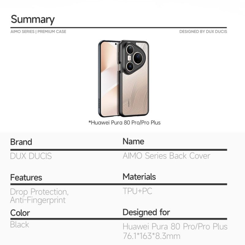 Cover Huawei Pura 80 Pro Aimo-serien Dux Ducis