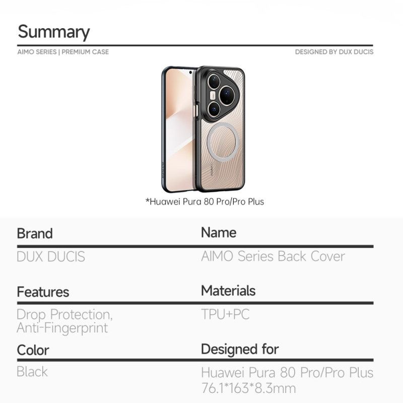 Cover Huawei Pura 80 Pro Magsafe Aimo-serien Dux Ducis