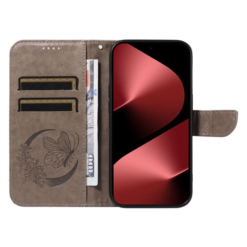 Læder Cover Huawei Pura 80 Pro Telefon Etui Grafisk Sommerfugl