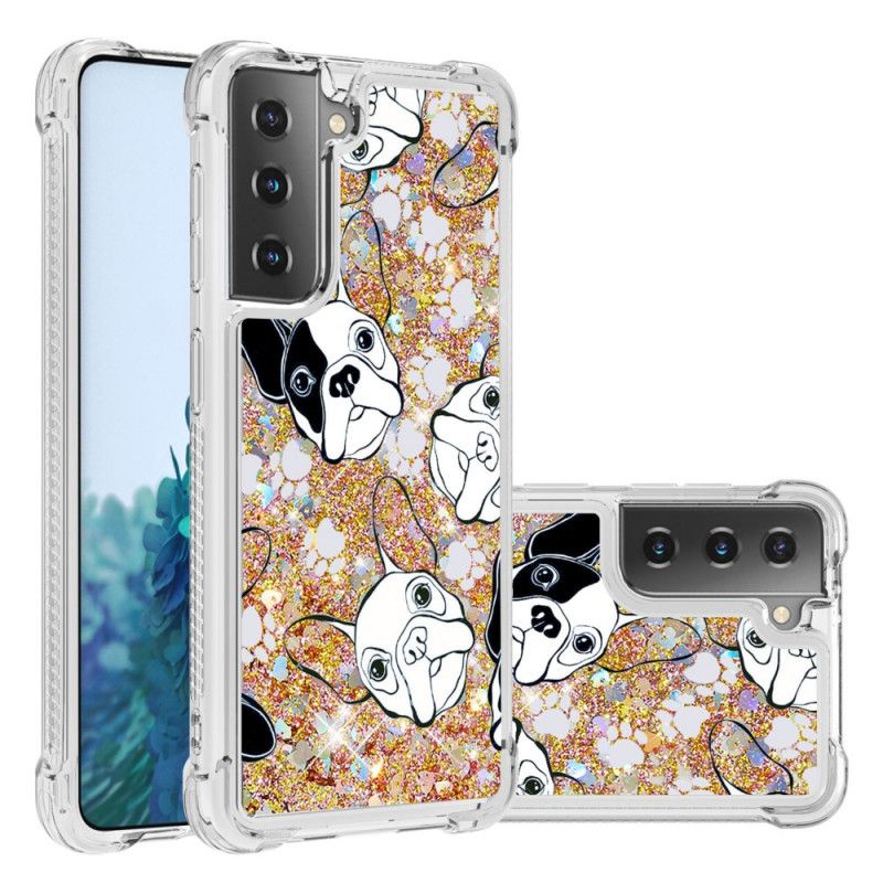 Cover Samsung Galaxy S21 5G Mobilcover Hr. Hund Glitter