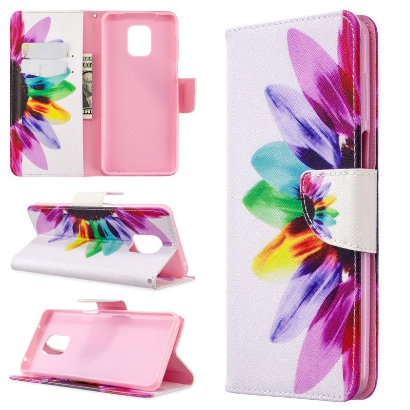 Flip Cover Læder Xiaomi Redmi Note 9S / Note 9 Pro Akvarelblomst