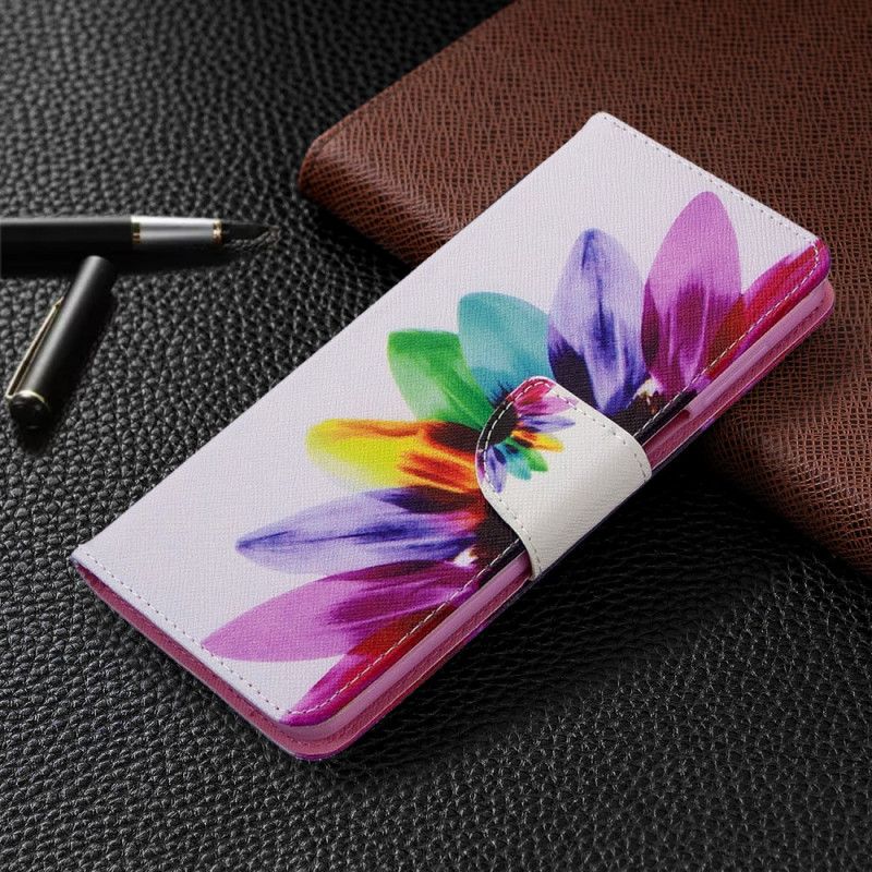Flip Cover Læder Xiaomi Redmi Note 9S / Note 9 Pro Akvarelblomst