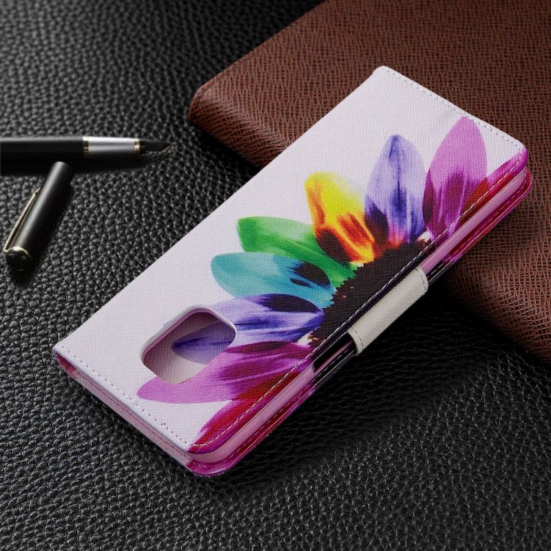 Flip Cover Læder Xiaomi Redmi Note 9S / Note 9 Pro Akvarelblomst
