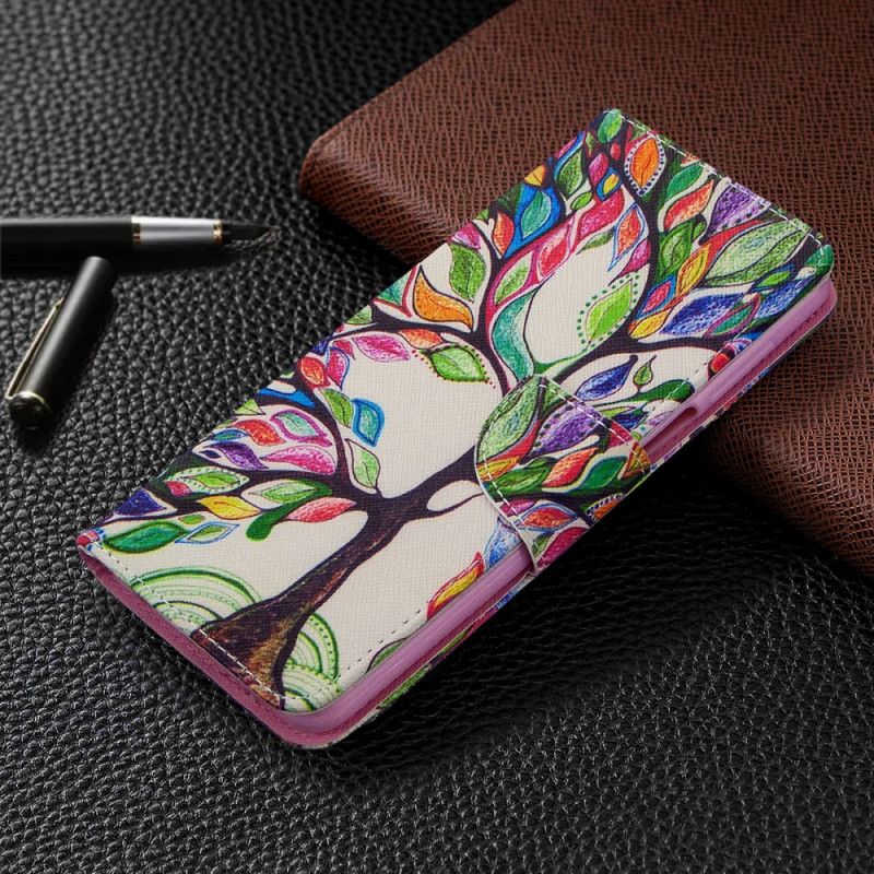 Flip Cover Læder Xiaomi Redmi Note 9S / Note 9 Pro Farvet Træ