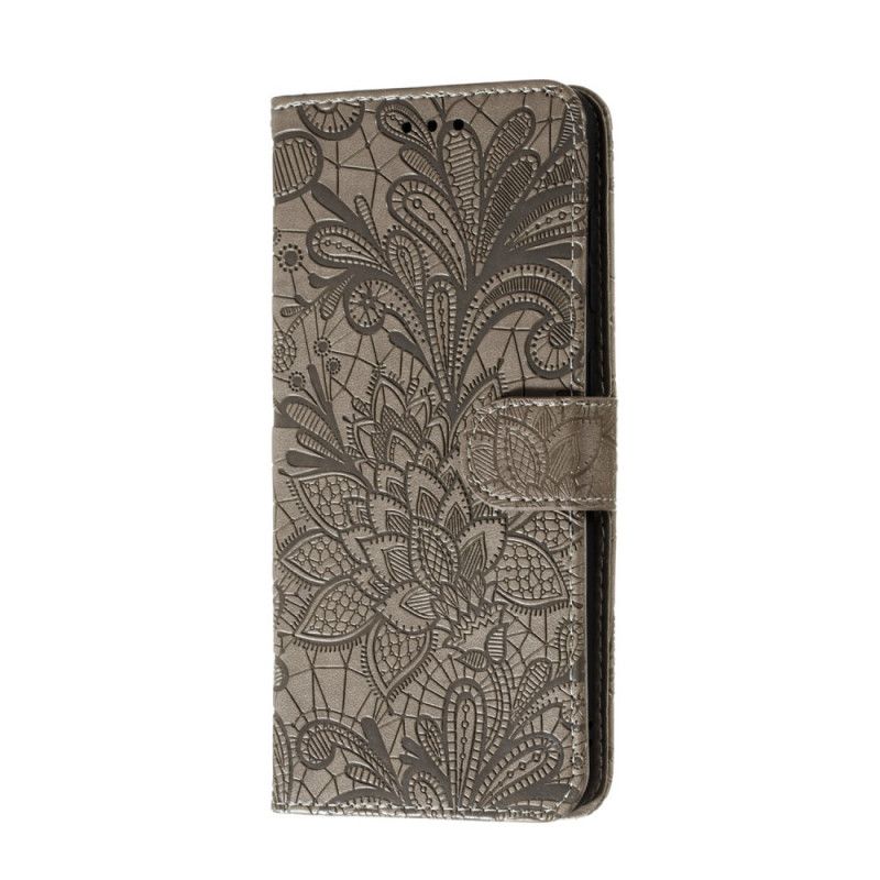 Flip Cover Xiaomi Redmi Note 9S / Note 9 Pro Grå Stamme Blomster