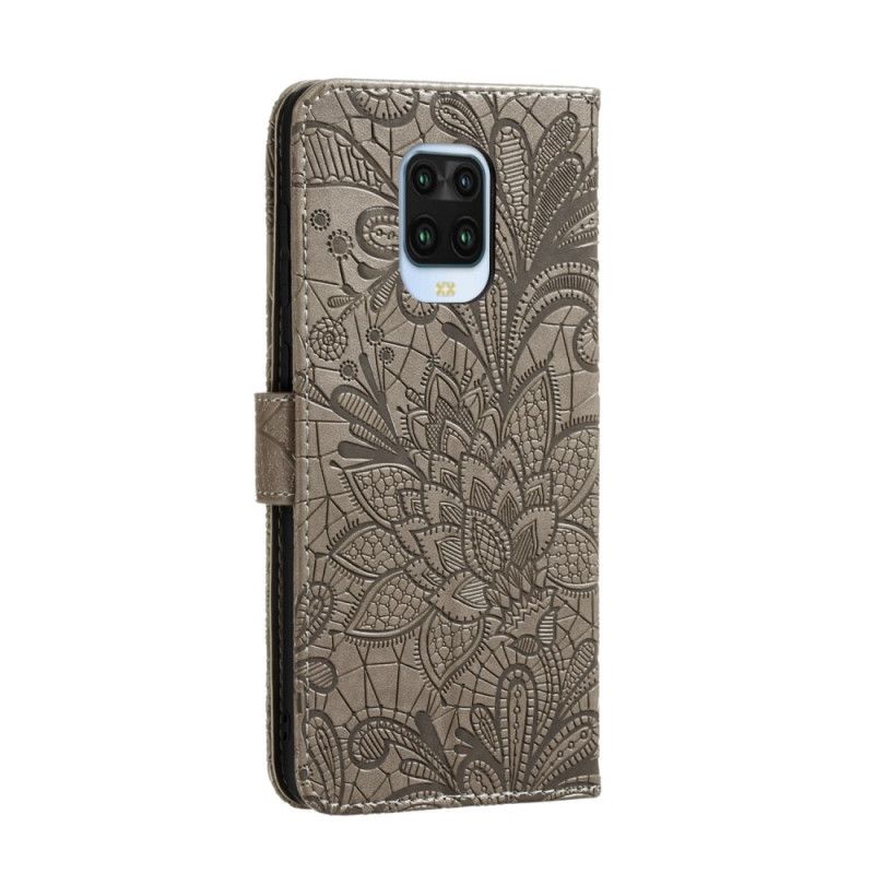 Flip Cover Xiaomi Redmi Note 9S / Note 9 Pro Grå Stamme Blomster