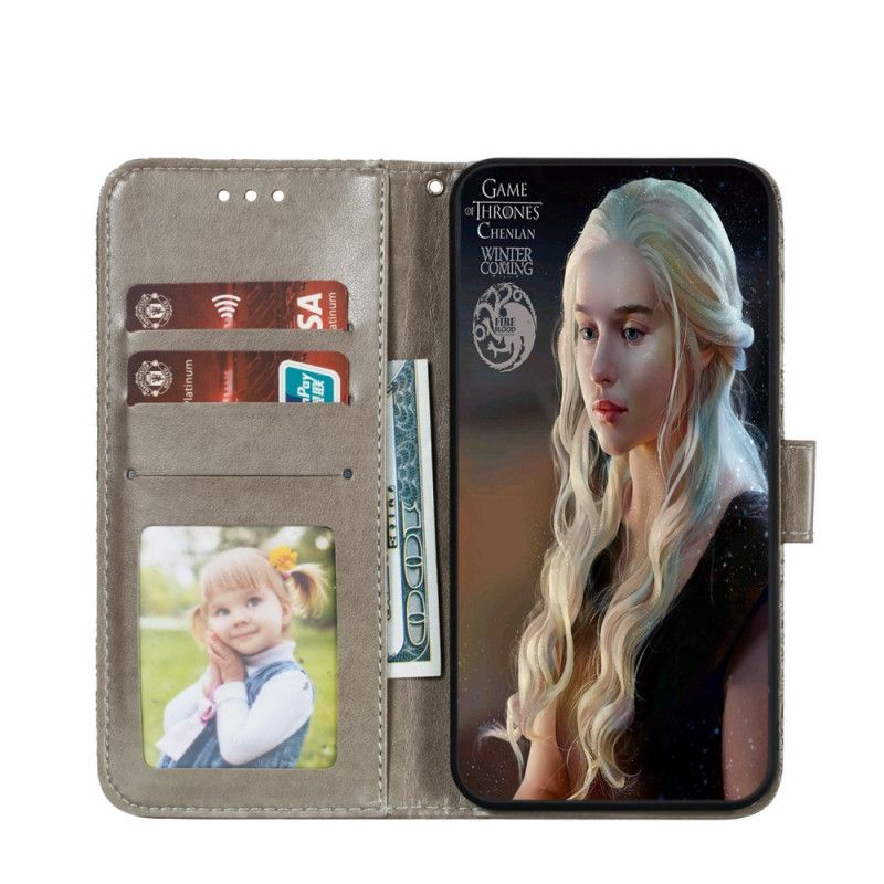 Flip Cover Xiaomi Redmi Note 9S / Note 9 Pro Grå Stamme Blomster