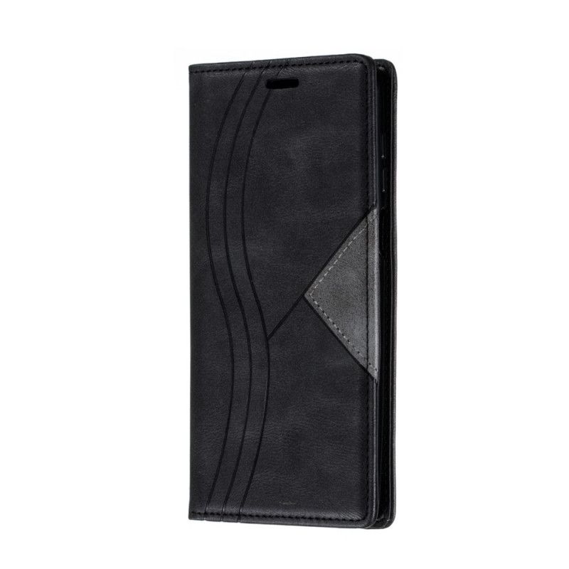 Læder Cover Xiaomi Redmi Note 9S / Note 9 Pro Sort Bølgelæderstil