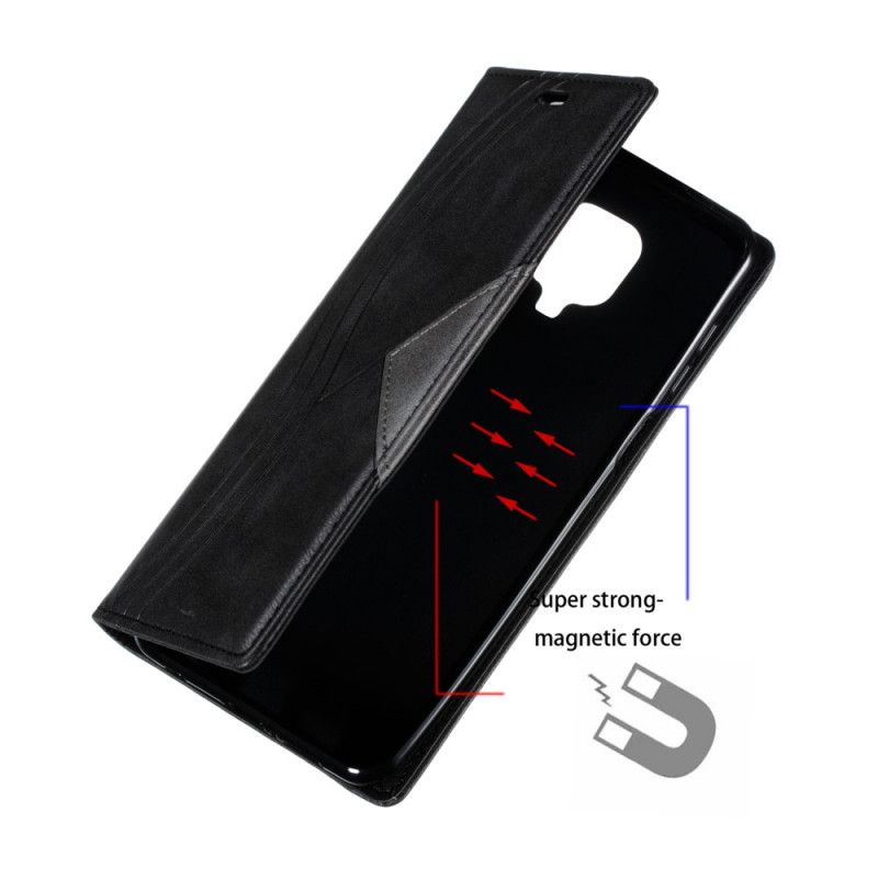 Læder Cover Xiaomi Redmi Note 9S / Note 9 Pro Sort Bølgelæderstil
