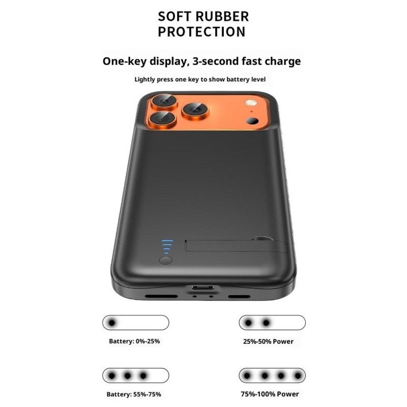 5000mah Eksternt Battericover Til iPhone 17 Pro Med Indbygget Stativ