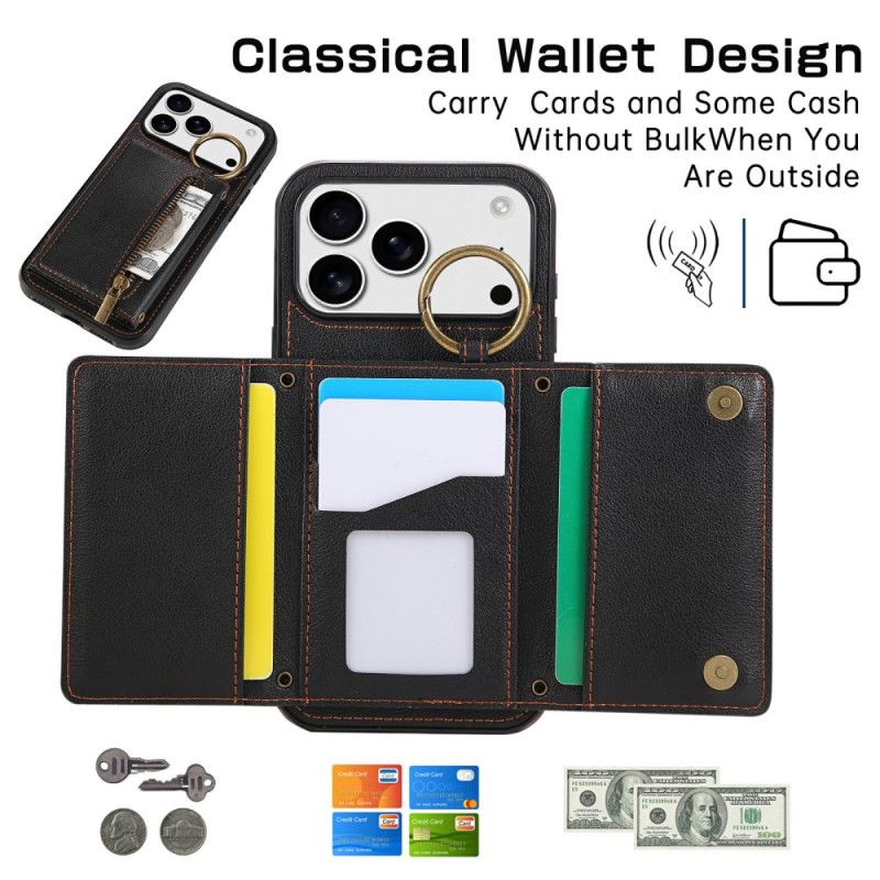 Cover iPhone 17 Pro Telefon Etui Pung Med Skulderrem