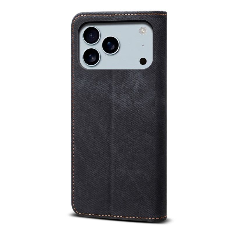 Læder Cover iPhone 17 Pro Denimstof