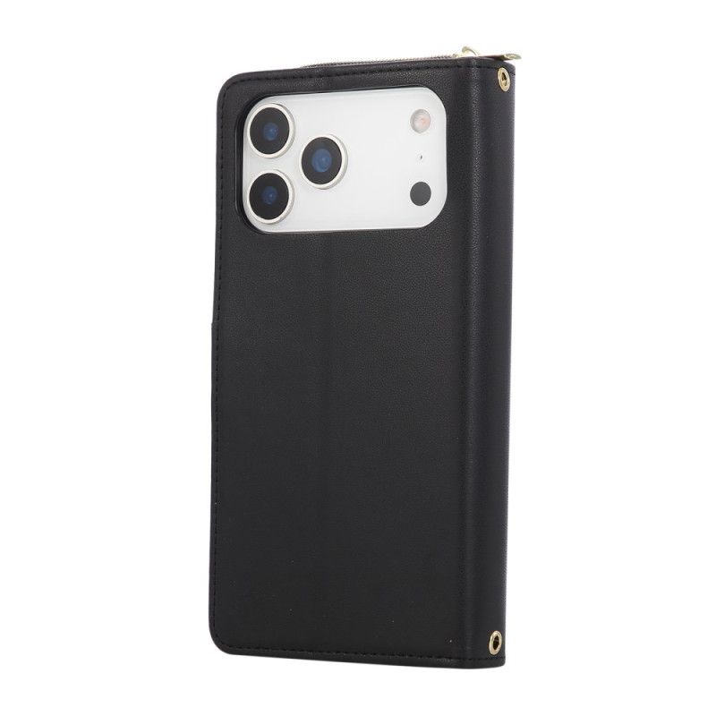 Læder Cover iPhone 17 Pro Monokrom Rem