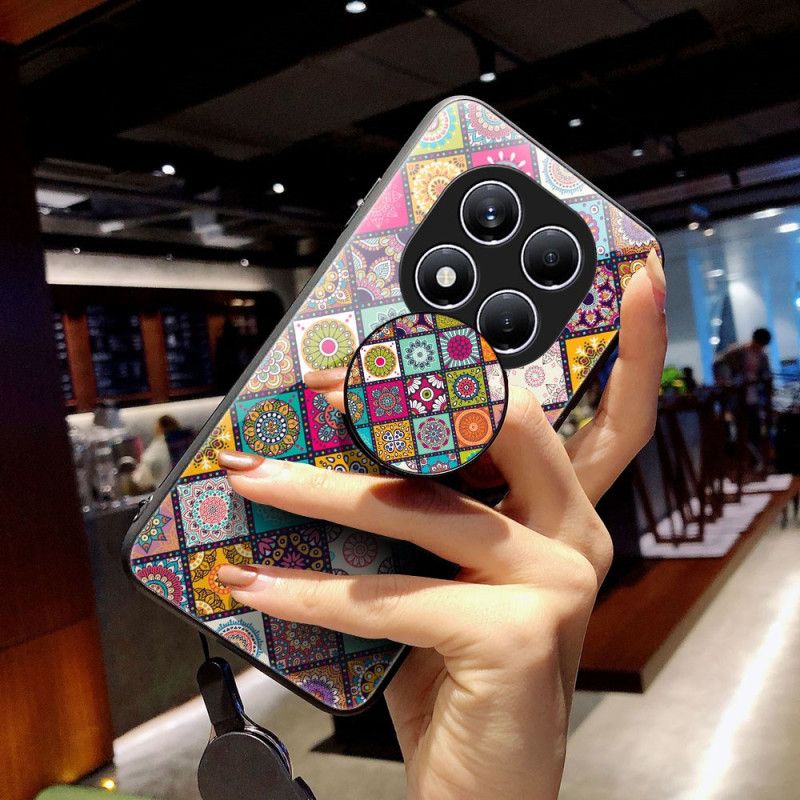 Cover Xiaomi Redmi Note 14 Pro 4g Telefon Etui Patchwork-mønster Stativ Og Rem