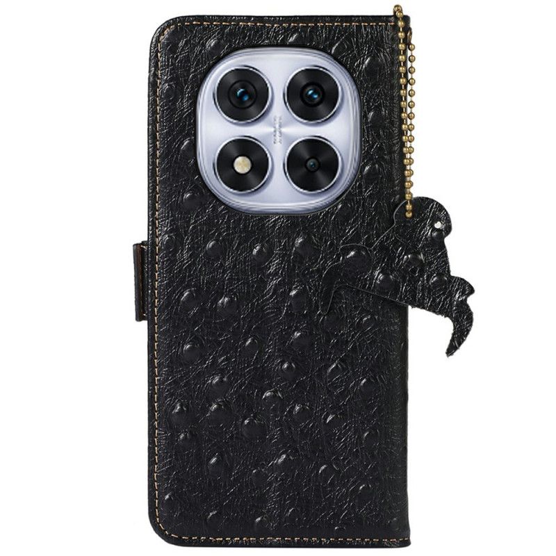 Flip Cover Til Xiaomi Redmi Note 14 Pro 4g Rfid-blokerende Strudslæder Med Tekstur