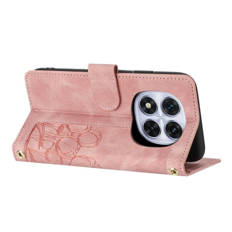 Flip Cover Xiaomi Redmi Note 14 Pro 4g Blomstermønster Med Rem