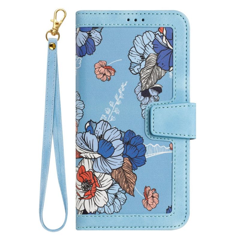 Flip Cover Xiaomi Redmi Note 14 Pro 4g Grafiske Blomster Med Rem