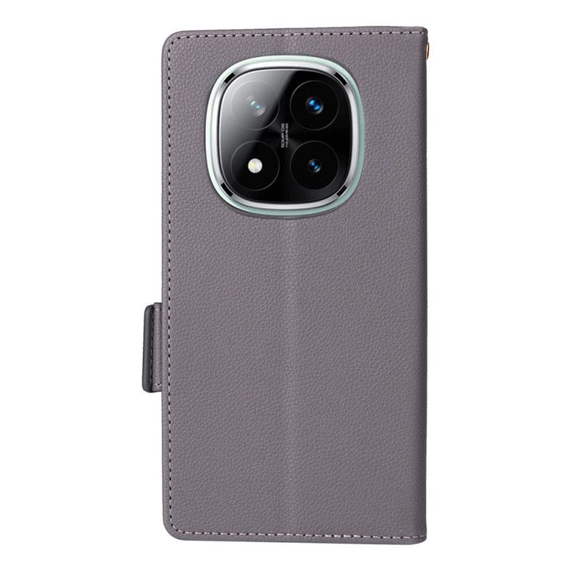 Flip Cover Xiaomi Redmi Note 14 Pro 4g Rem I Litchi-imiteret Læder