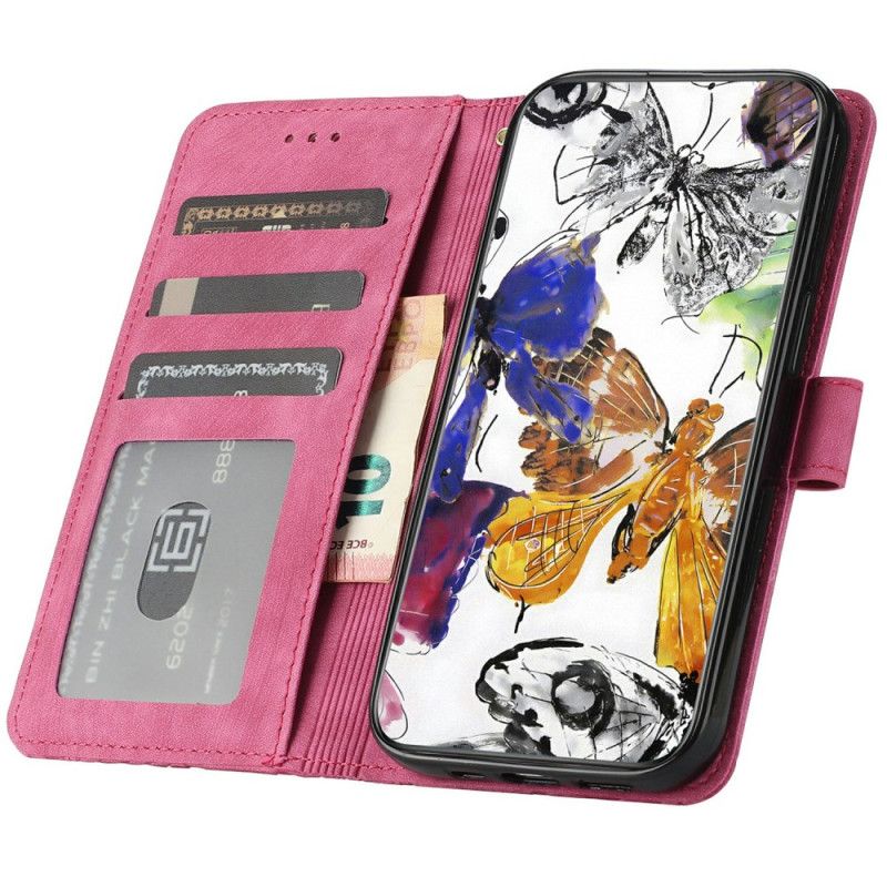 Flip Cover Xiaomi Redmi Note 14 Pro 4g Sommerfugle Med Ruskindseffekt