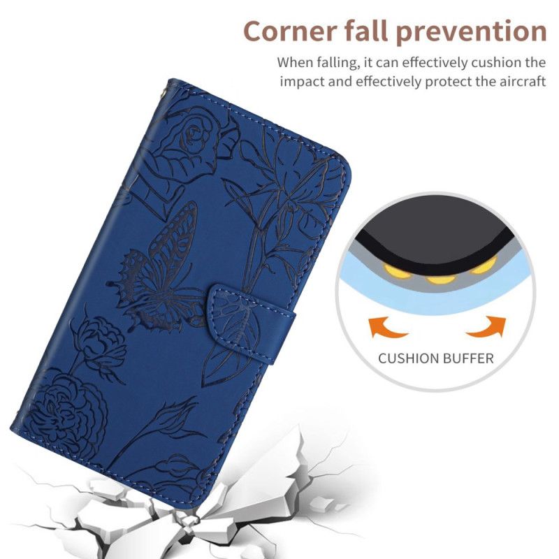 Flip Cover Xiaomi Redmi Note 14 Pro 4g Sommerfugleprint Med Skulderrem