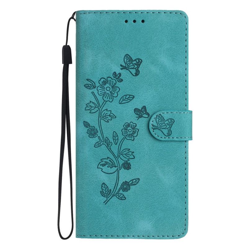 Læder Cover Xiaomi Redmi Note 14 Pro 4g Blomster- Og Sommerfugledesign