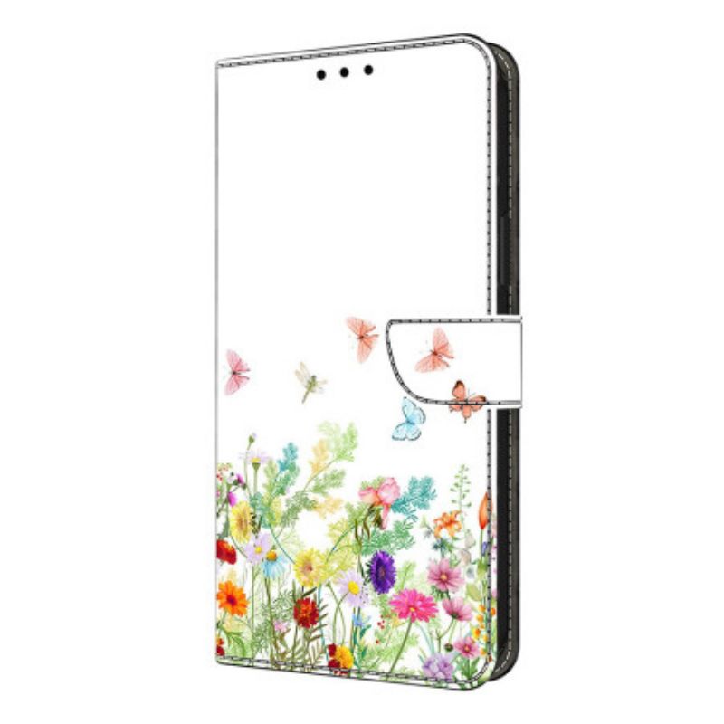 Læder Cover Xiaomi Redmi Note 14 Pro 4g Telefon Etui Blomstrende Marker