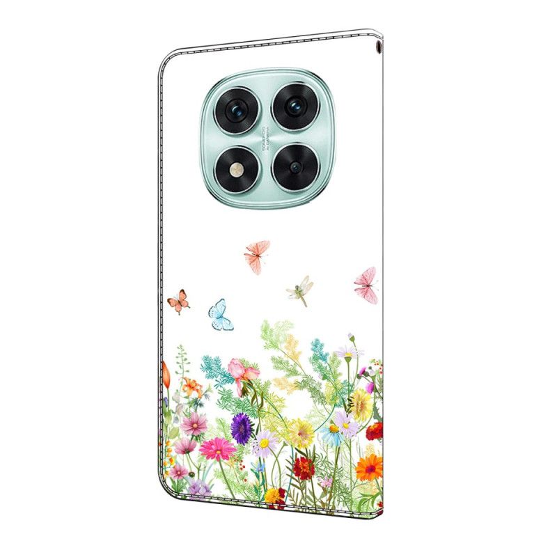 Læder Cover Xiaomi Redmi Note 14 Pro 4g Telefon Etui Blomstrende Marker