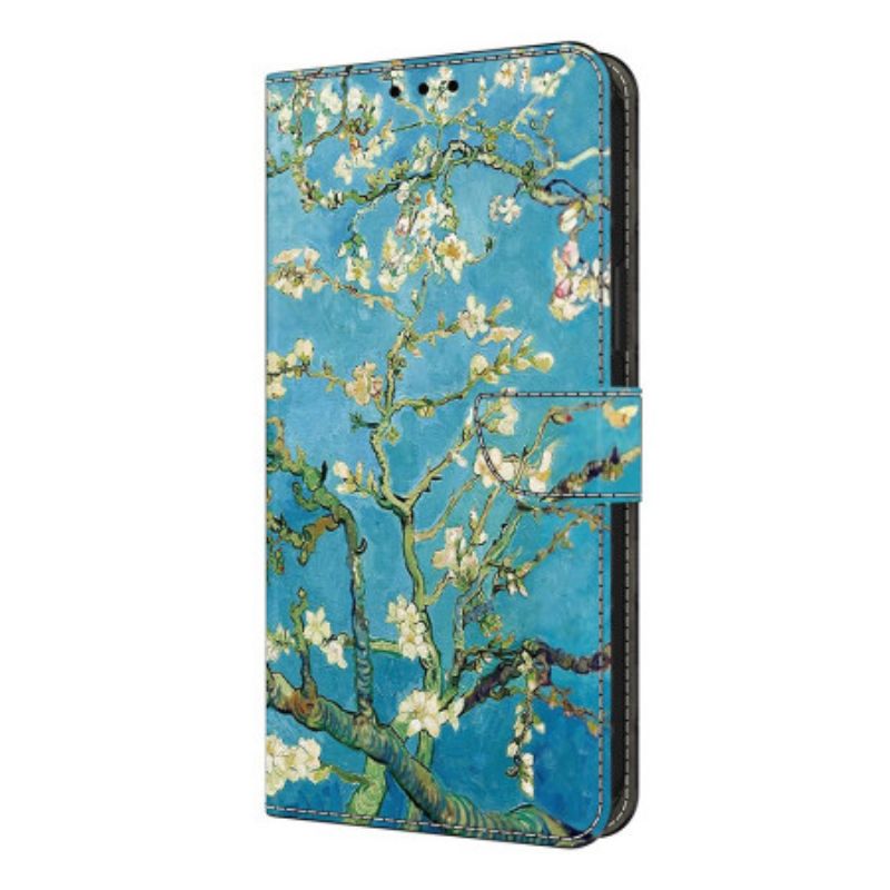 Læder Cover Xiaomi Redmi Note 14 Pro 4g Telefon Etui Hvide Grene