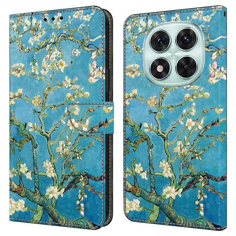 Læder Cover Xiaomi Redmi Note 14 Pro 4g Telefon Etui Hvide Grene