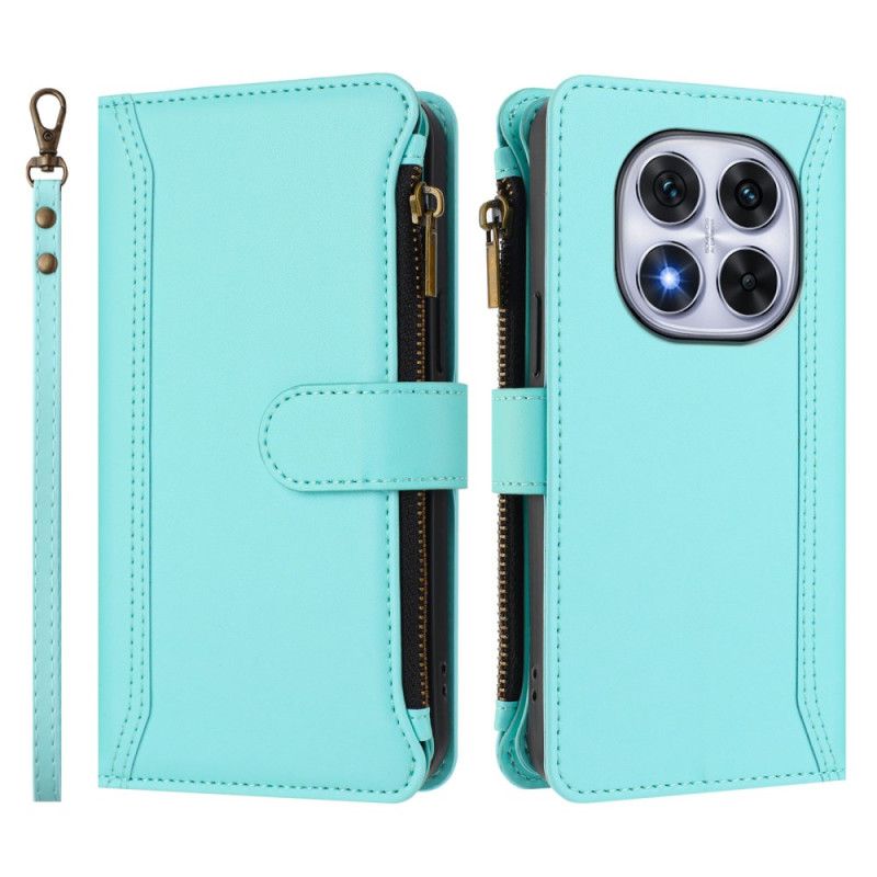 Læder Cover Xiaomi Redmi Note 14 Pro 4g Telefon Etui Pung Med 9 Kortpladser Og Snor