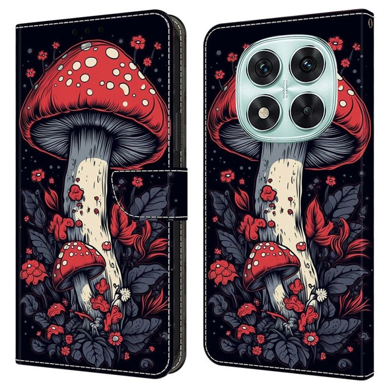 Læder Cover Xiaomi Redmi Note 14 Pro 4g Telefon Etui Rød Svamp