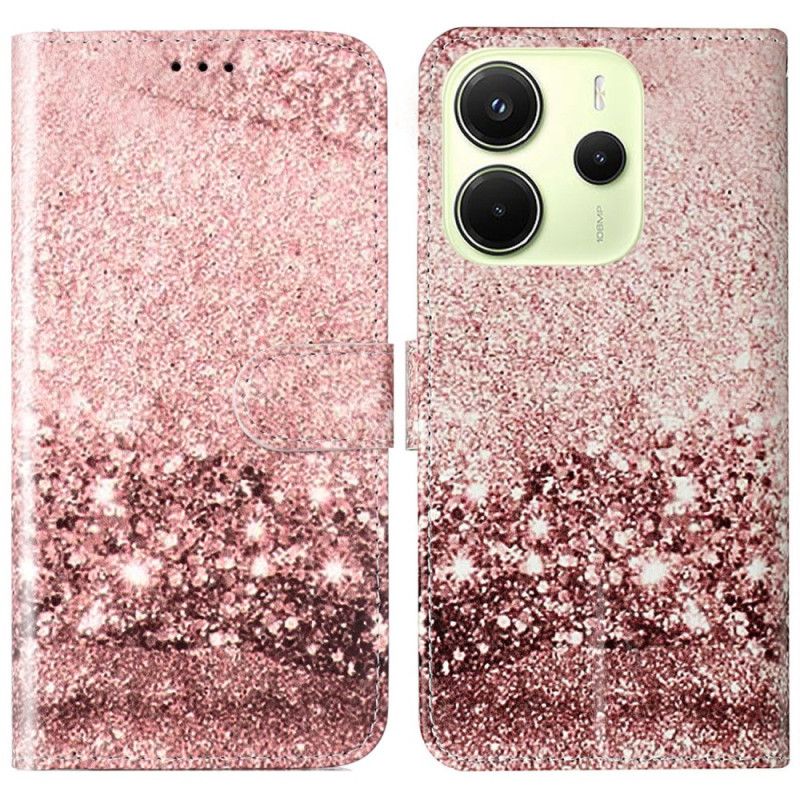 Læder Cover Xiaomi Redmi Note 14 Pro 4g Telefon Etui Rosaguld Marmor