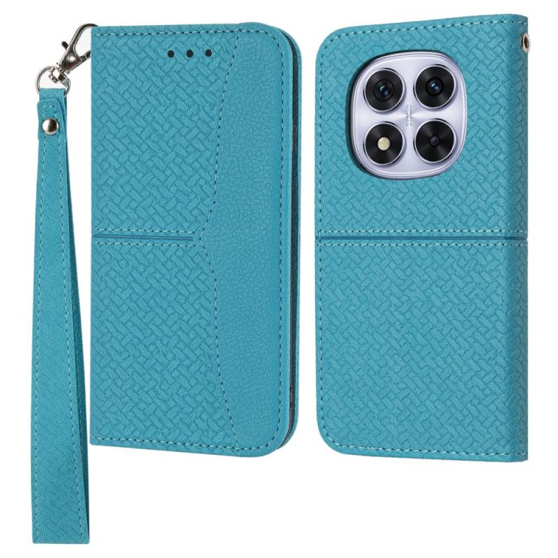 Læder Cover Xiaomi Redmi Note 14 Pro 4g Vævet Tekstur Med Rem