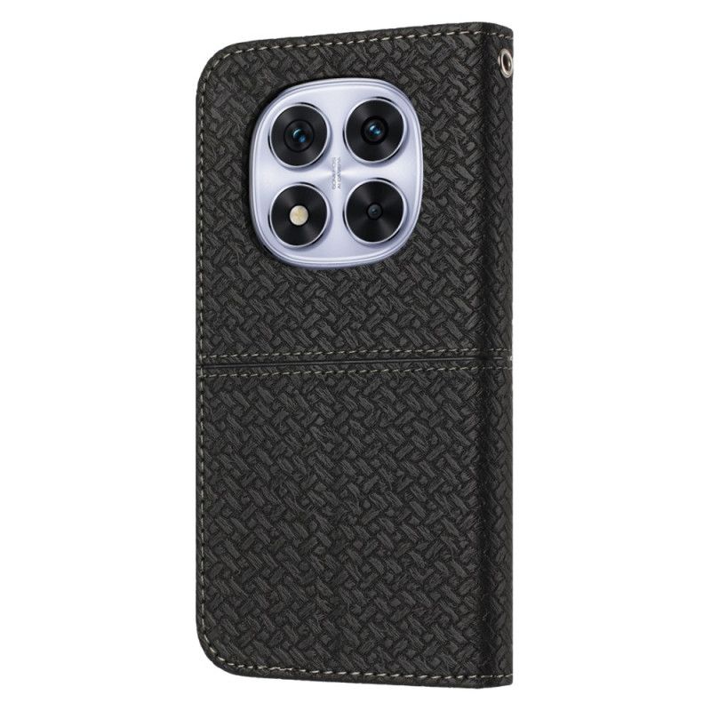 Læder Cover Xiaomi Redmi Note 14 Pro 4g Vævet Tekstur Med Rem