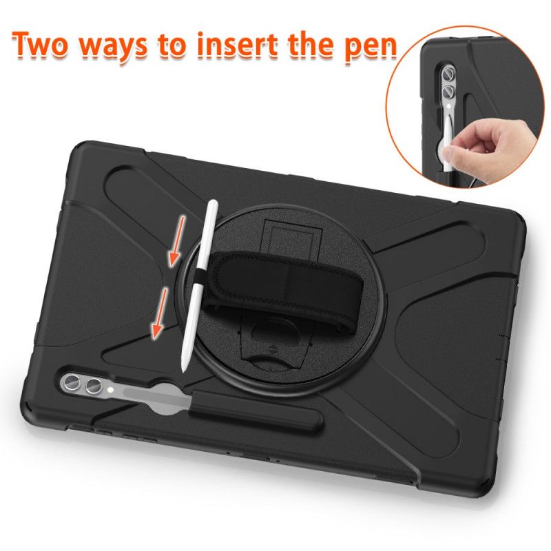 Cover Samsung Galaxy Tab S10 Ultra Tredobbelt Beskyttelsesrem Og Stativ