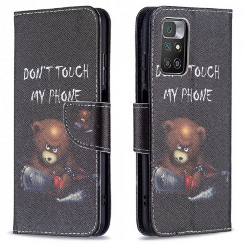Læder Cover Xiaomi Redmi 10 Telefon Etui Farlig Bjørn