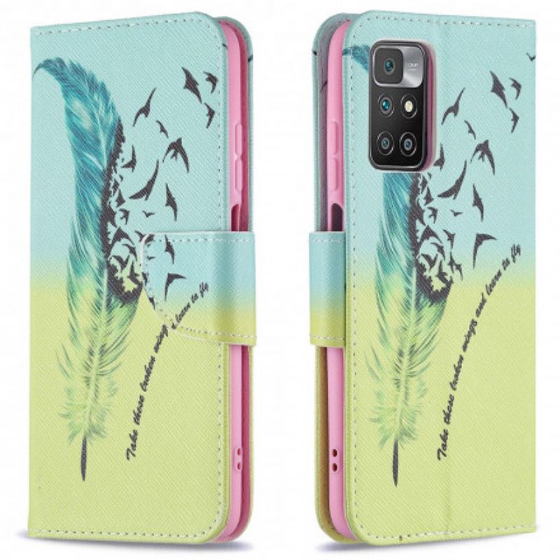 Læder Cover Xiaomi Redmi 10 Telefon Etui Lær At Flyve