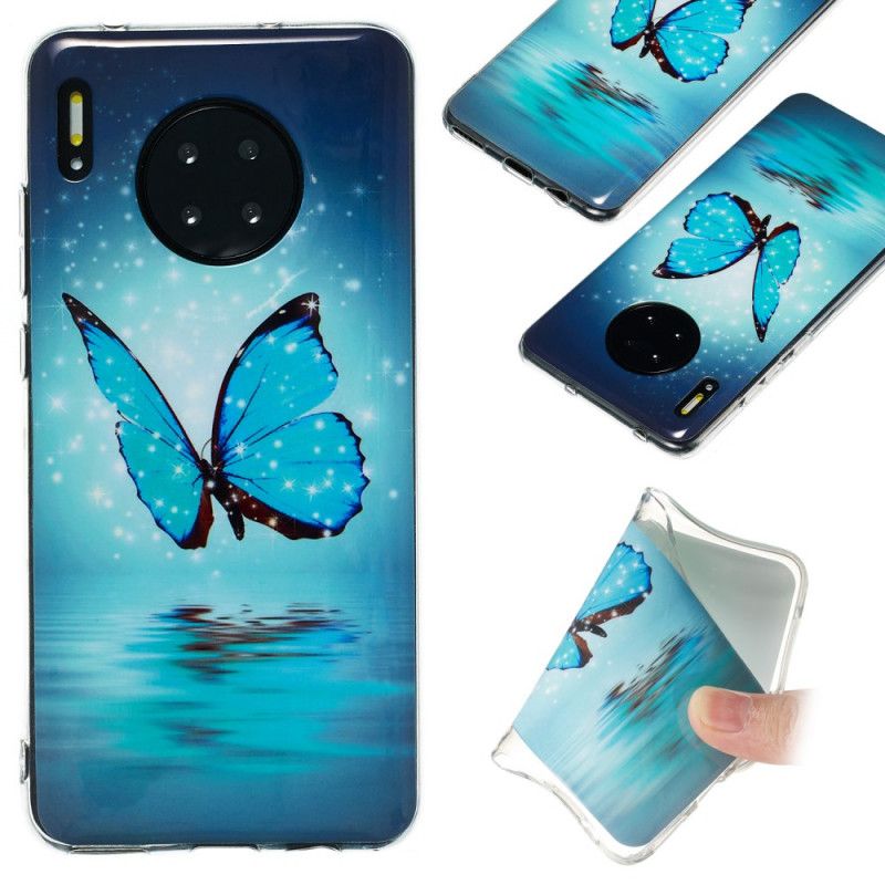 Cover Huawei Mate 30 Fluorescerende Blå Sommerfugl