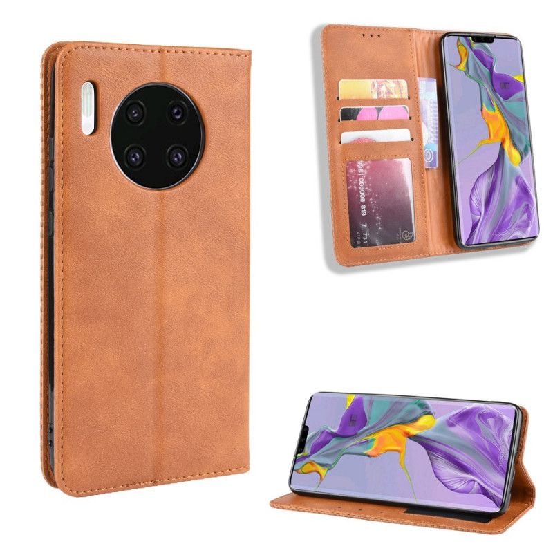 Læder Cover Huawei Mate 30 Sort Mobilcover Stiliseret Vintage Lædereffekt