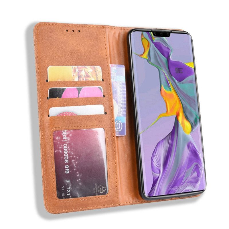 Læder Cover Huawei Mate 30 Sort Mobilcover Stiliseret Vintage Lædereffekt