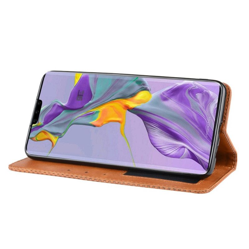 Læder Cover Huawei Mate 30 Sort Mobilcover Stiliseret Vintage Lædereffekt