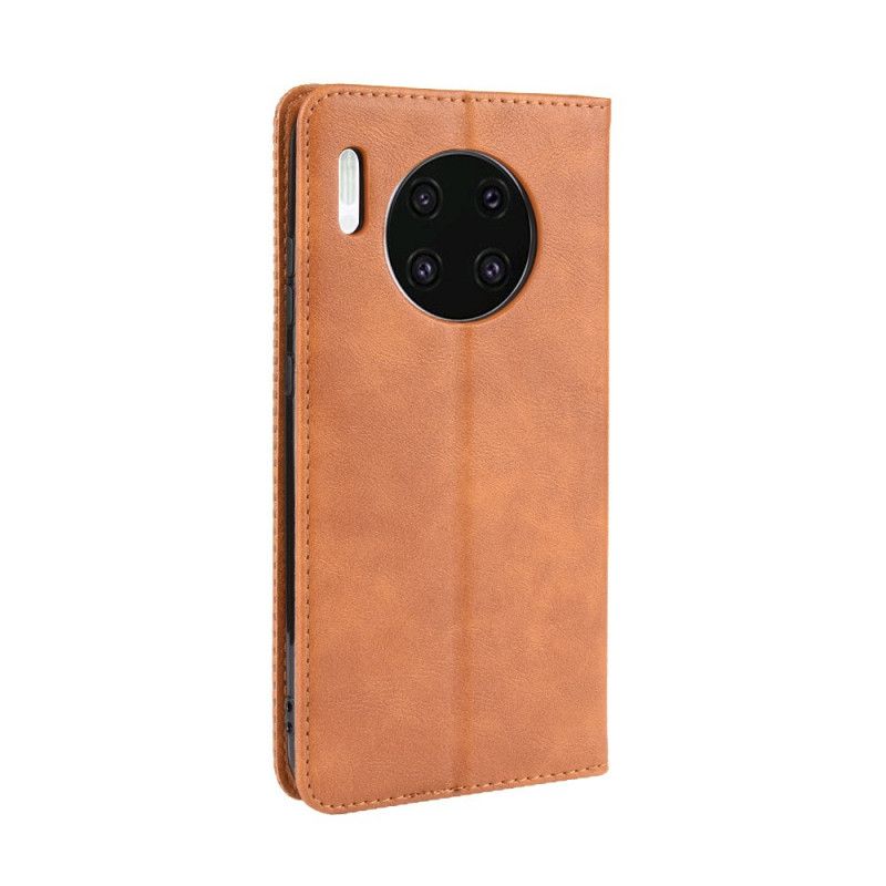 Læder Cover Huawei Mate 30 Sort Mobilcover Stiliseret Vintage Lædereffekt