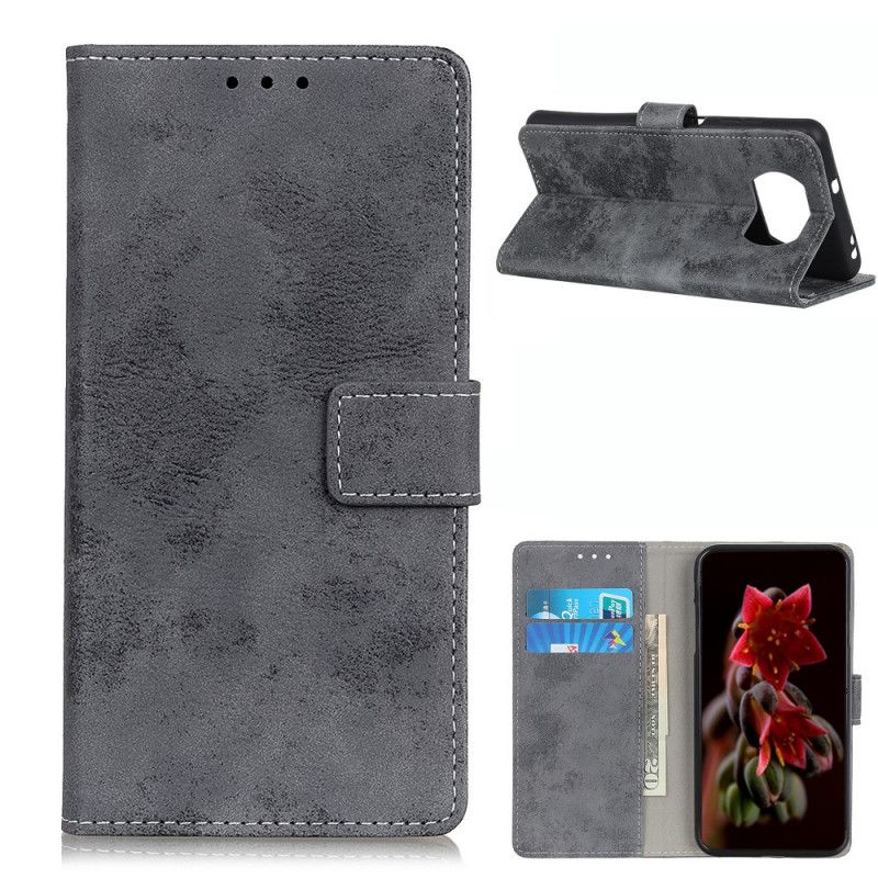 Flip Cover Læder for Xiaomi Poco X3 Grå Vintage Lædereffekt