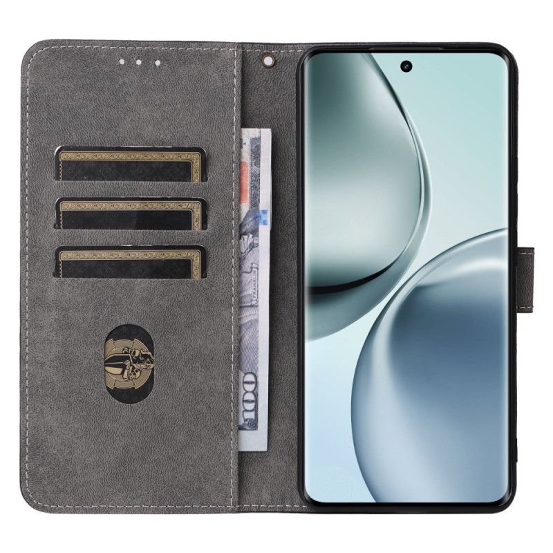 Flip Cover Realme 14 Pro 5g Rfid-beskyttelse Med Ruskindseffekt Og Rem